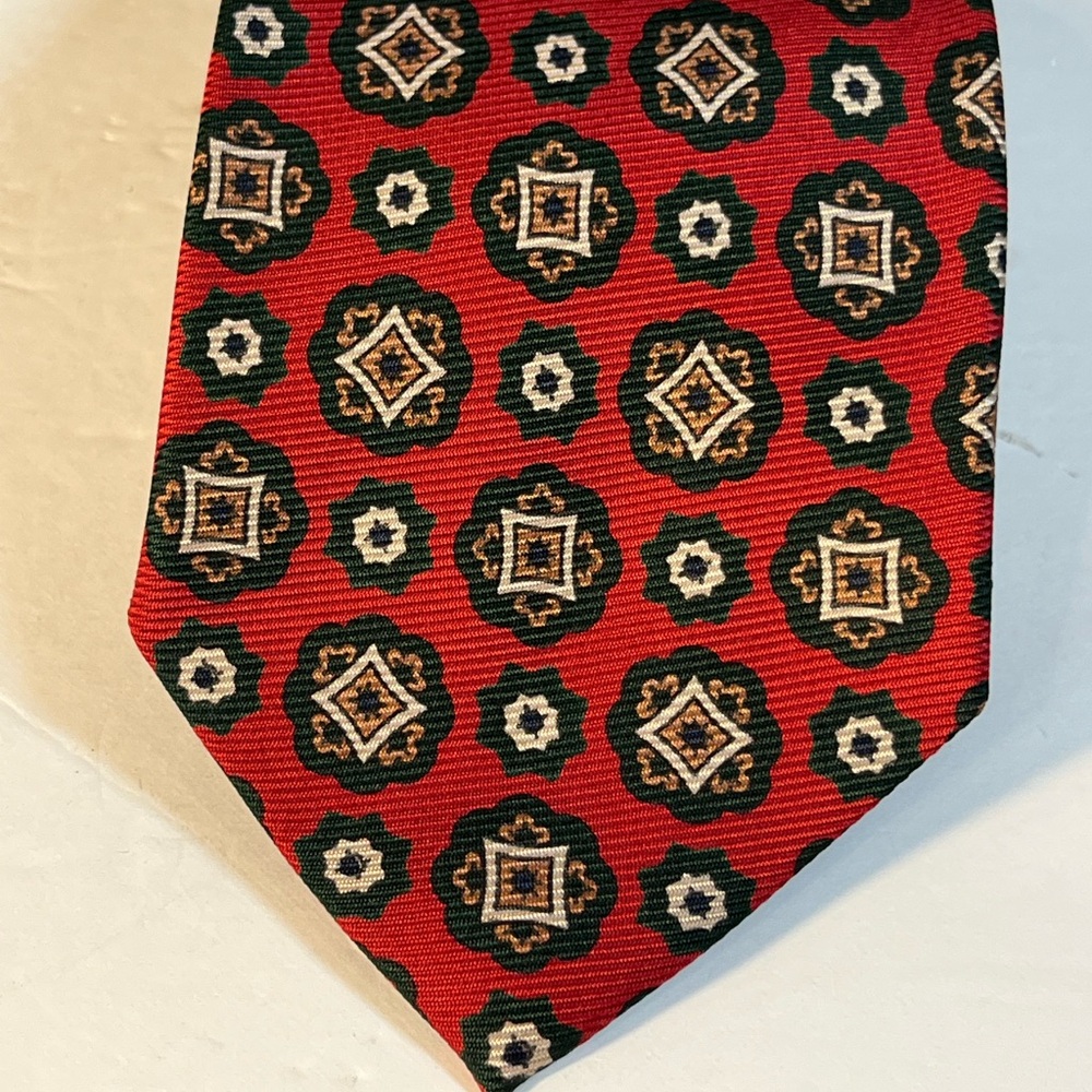 Polo Ralph Lauren Red Handmade Geometric Pattern Tie